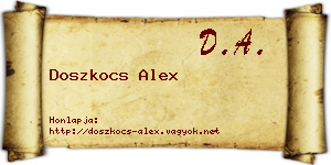 Doszkocs Alex névjegykártya